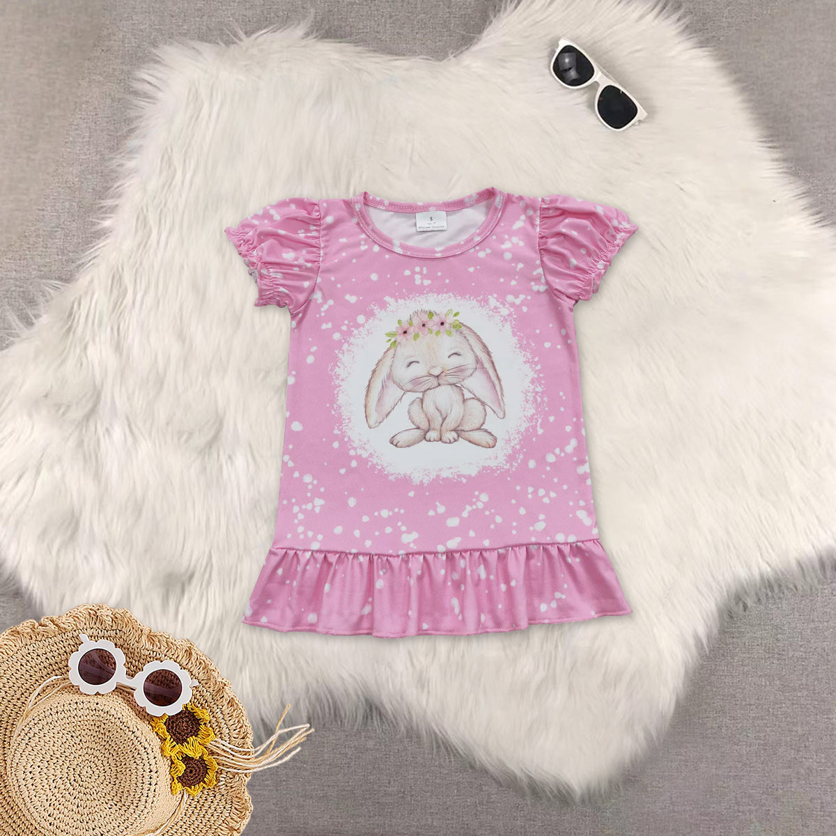 RTS NO MOQ Sibling Baby Girls clothes easter short sleeve pants Set and top and jeans pants