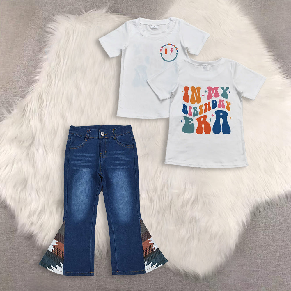 RTS NO MOQ(In Stock) short-sleeved top denim jeans set