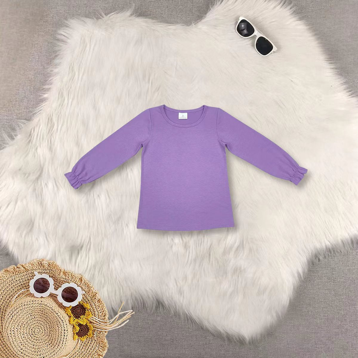RTS NO MOQ Sibling baby girl boy clothes solid color long-sleeved tops