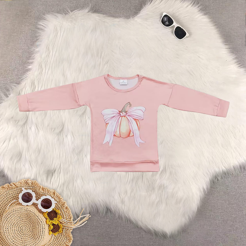 RTS Sibling baby girls halloween pumpkin long Sleeve rompers top