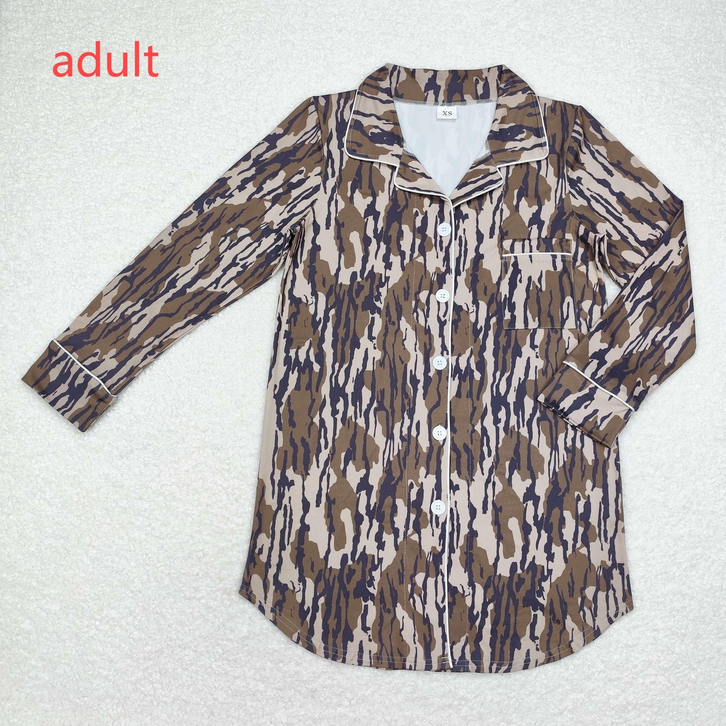 RTS NO MOQ(In Stock) GT0696 Adult female military green camouflage long-sleeved top