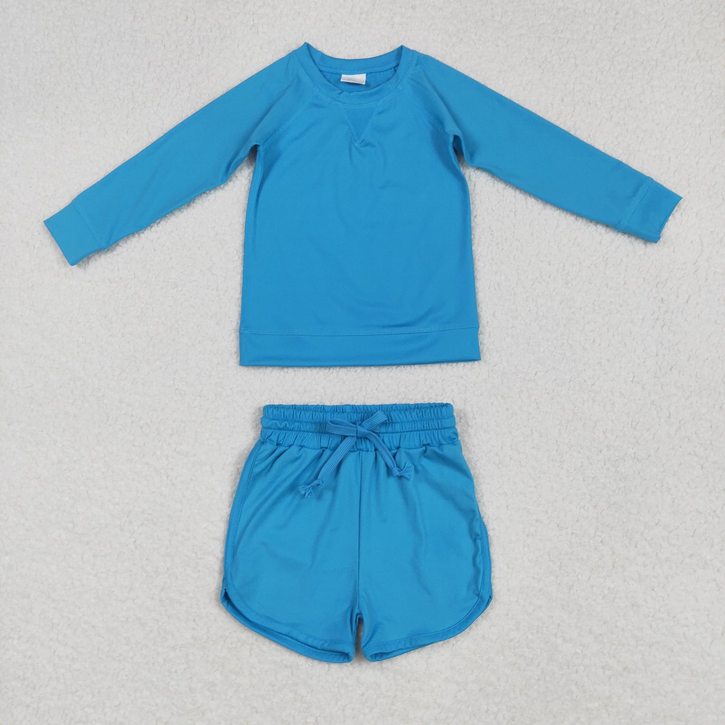 RTS NO MOQ GT0969+SS0504 Pure sky blue yoga long-sleeved top shorts sets