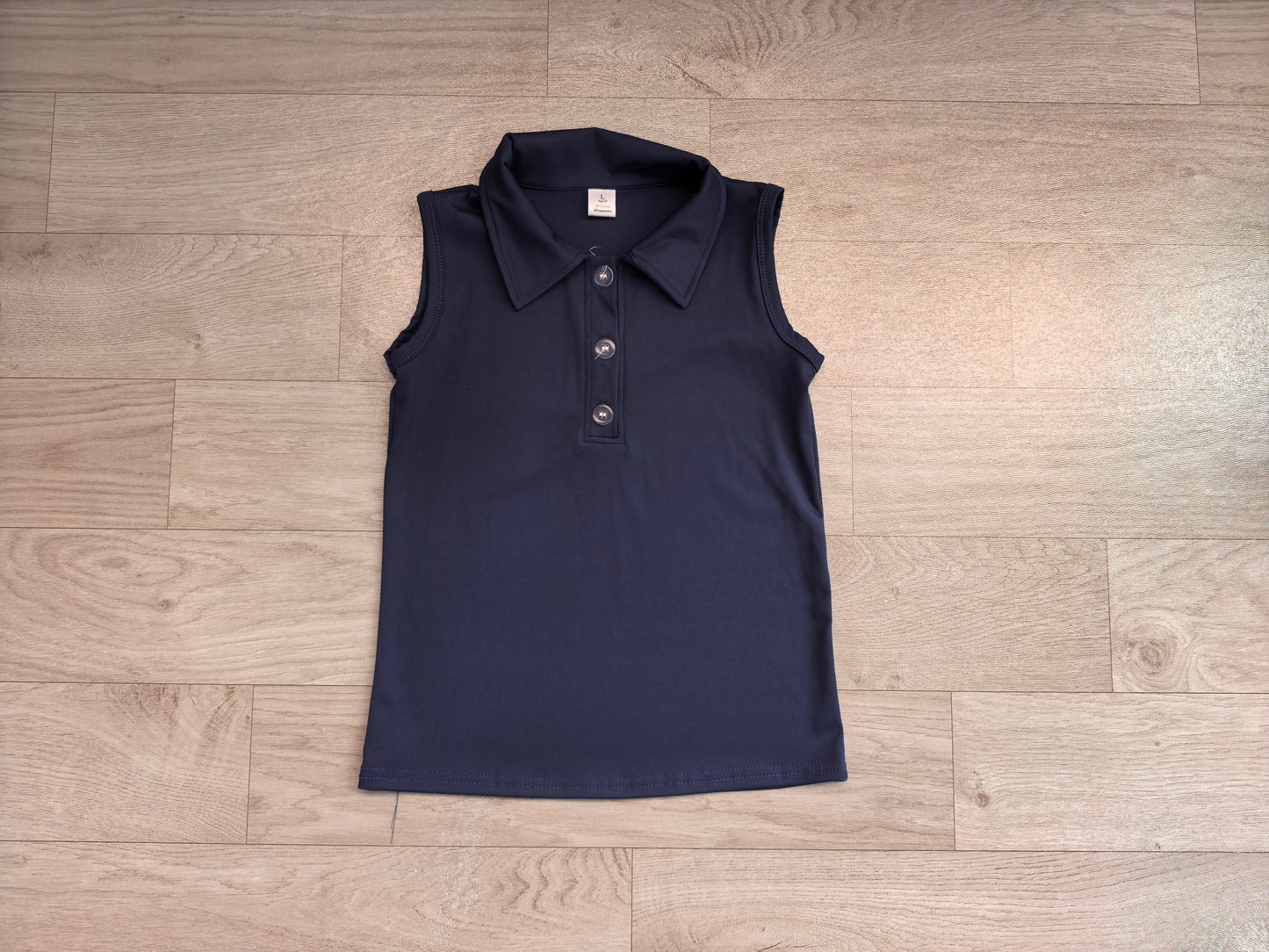 (Sample) No moq Yoga GT1159 Baby Girls Navy Sleeveless Yoga Active Button Vests Top