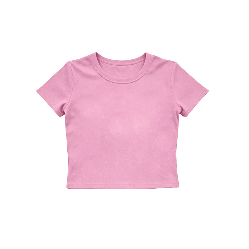 (Pre Order) No moq GT1630 Baby Girls Light Pink Short Sleeve Yoga Active T-shirts Top