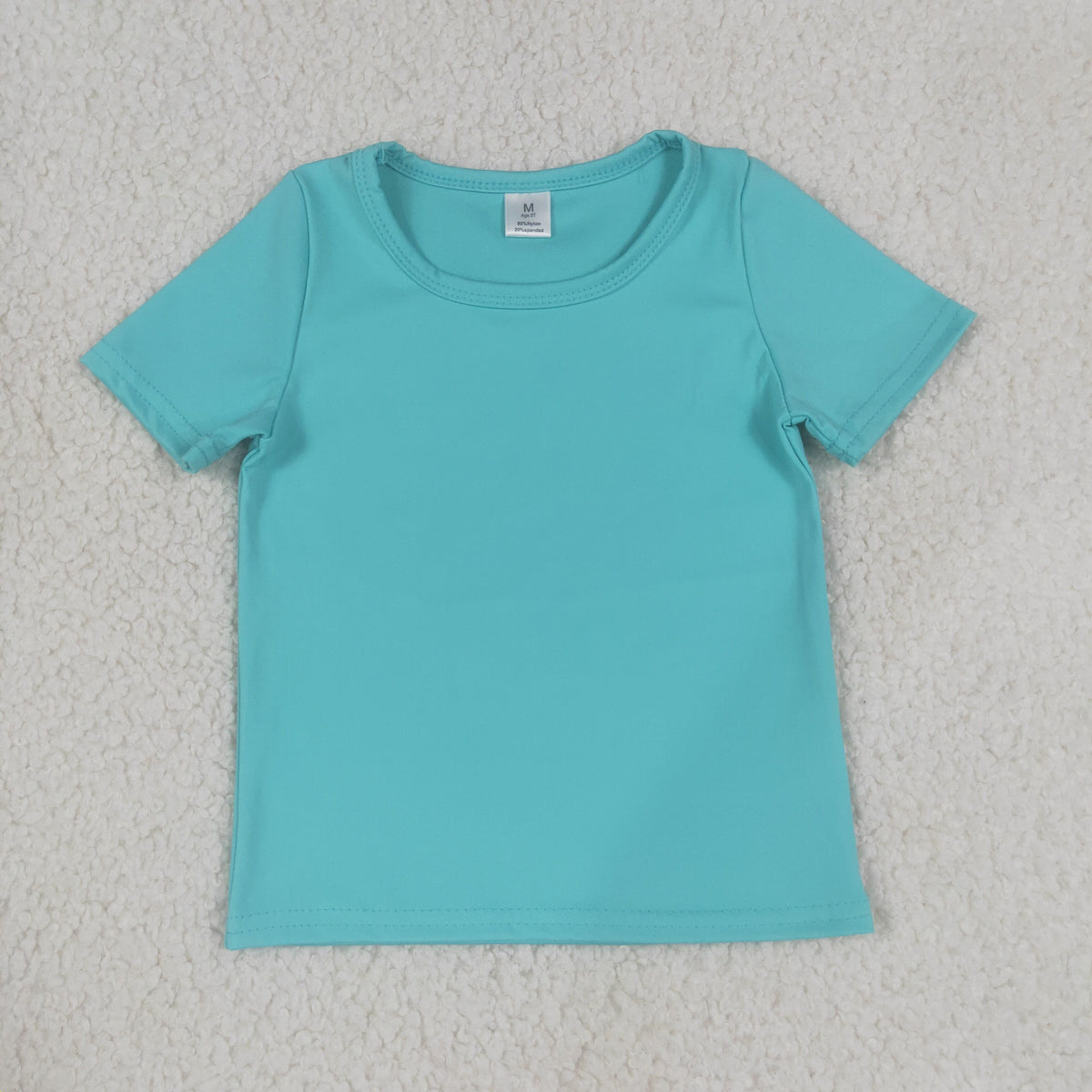 NEW RTS NO MOQ yoga fabric cotton GT1637 Baby Girls Blue Short Sleeve Yoga Active T-shirts Top