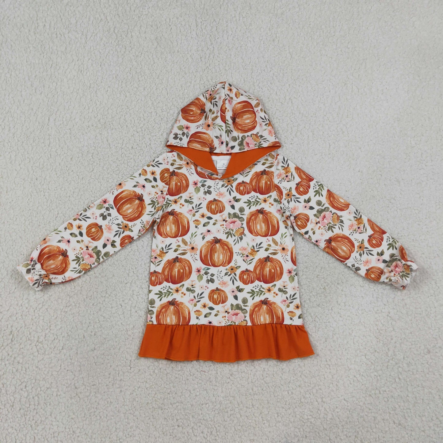 NEW RTS No moq milk silk GT1647 Baby Girls Flowers Pumpkins Fall Ruffle Hoodies Top