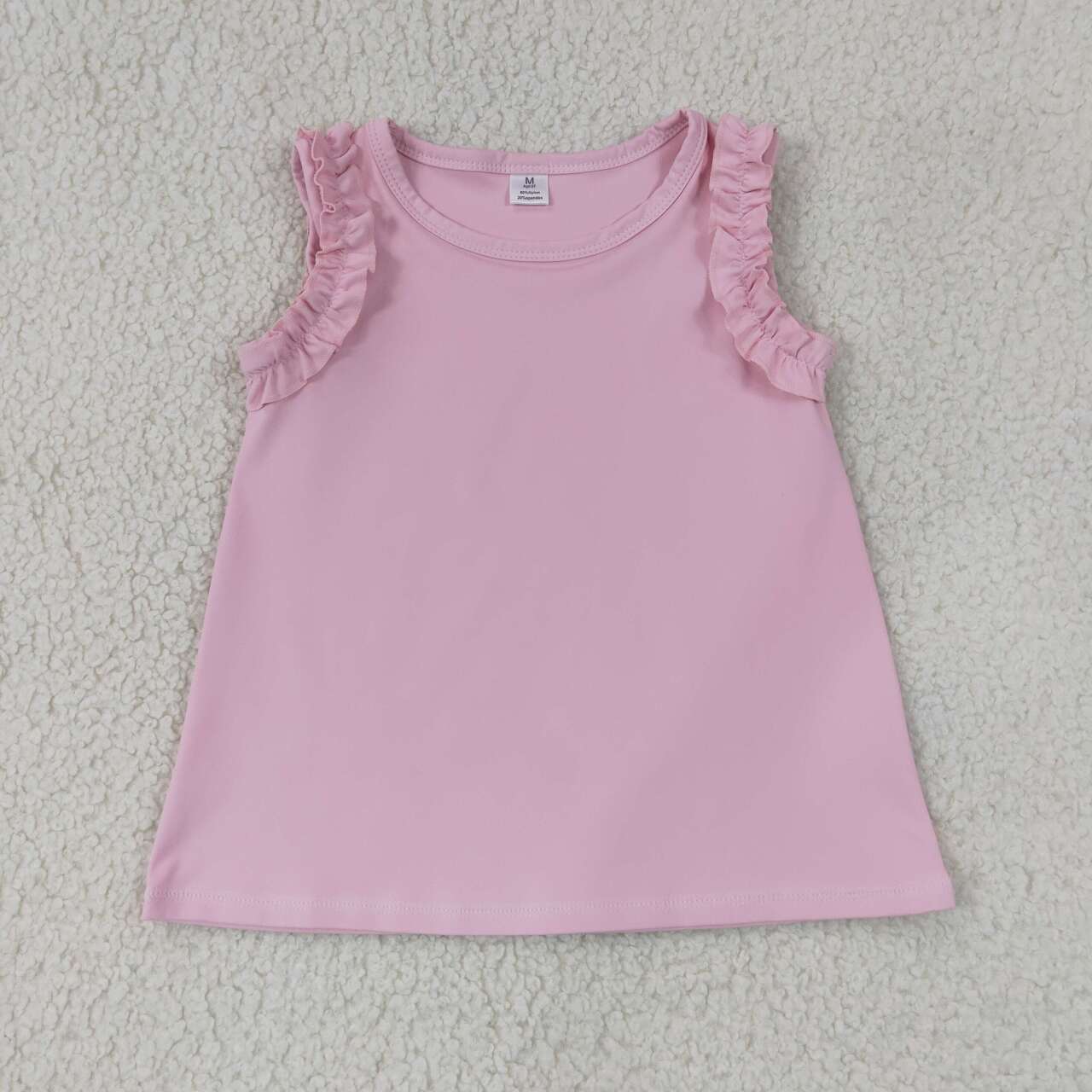NEW RTS NO MOQ cotton GT1701 Baby Girls Light Pink Cotton Sleeveless Tunic Shirt Casual Summer Top