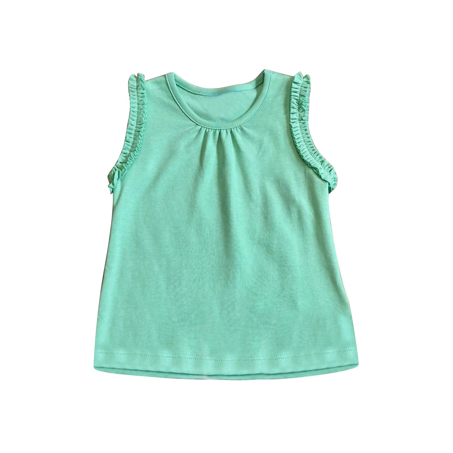 (Pre Order) No moq cotton Baby Girls Solid Plain Sleeveless Summer Casual Top