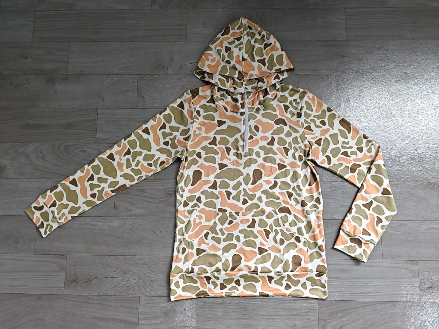 (Sample) No moq GT1712 Adult Women Camo Full Zip Long Sleeve Hunting Pocket Hoodie