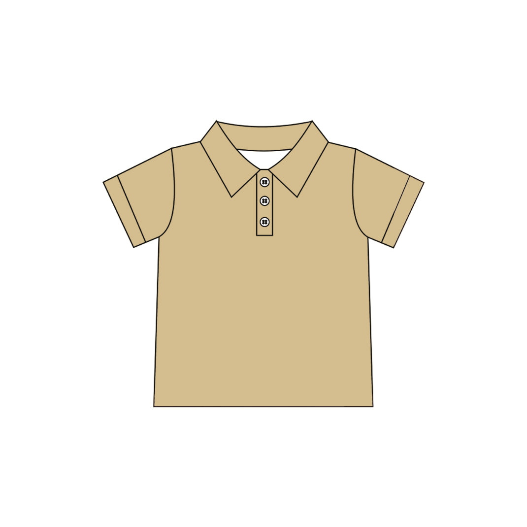 (Preorder new) No moq GT1726 Yoga Baby Girls Khaki Short Sleeve Button Polo Yoga Active T Shirt Top