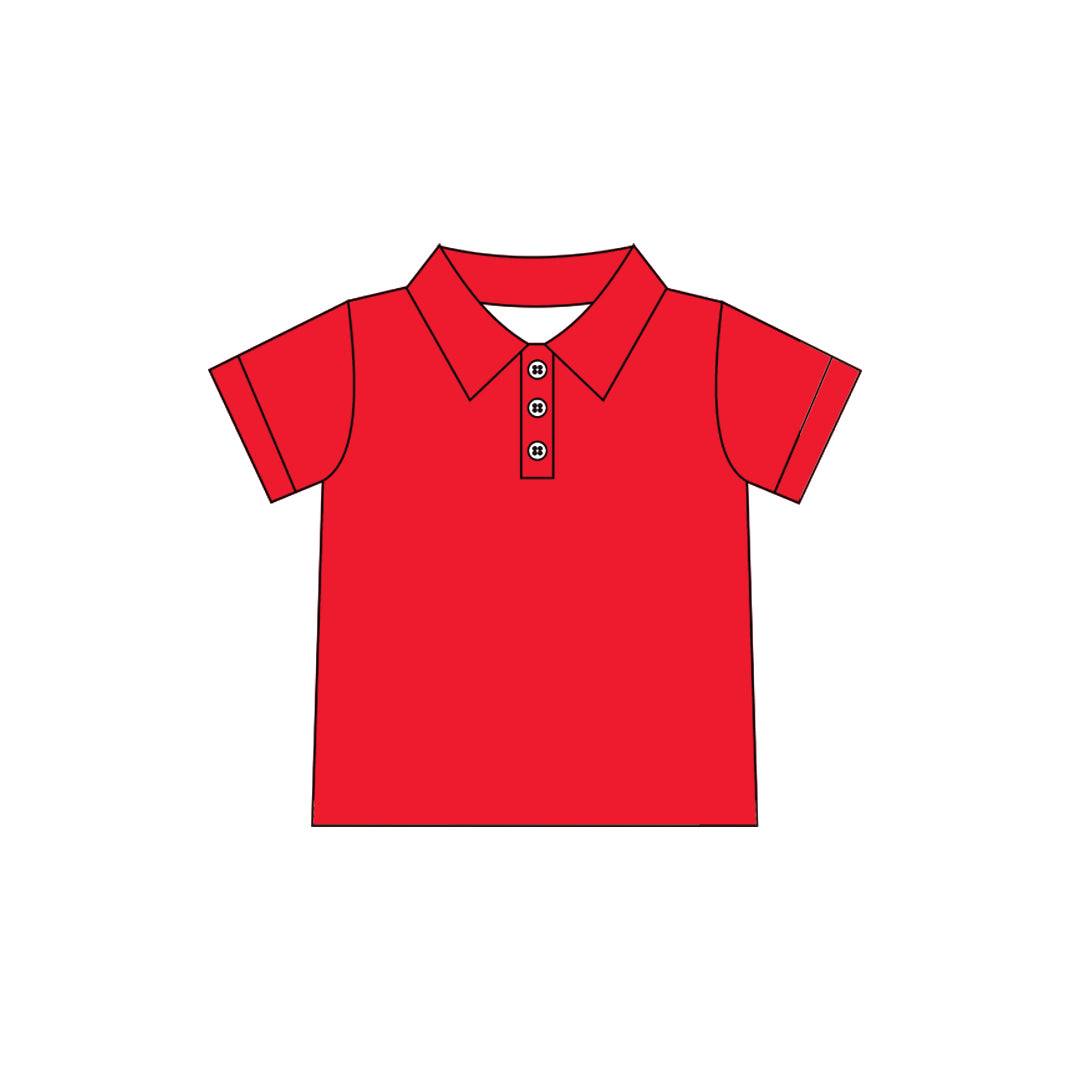 (Preorder new) No moq GT1728 Yoga Baby Girls Red Short Sleeve Button Polo Yoga Active T Shirt Top