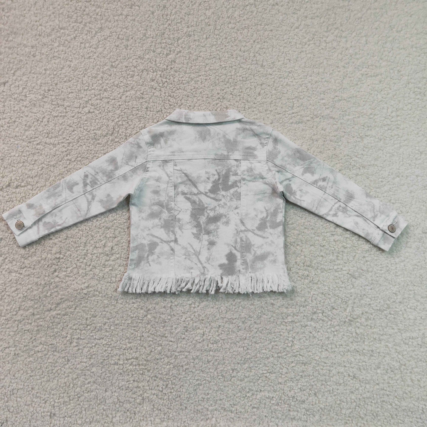 RTS NO MOQ milk silk GT1752 Baby Girls Long Sleeve Button Down Denim Jacket With Pockets