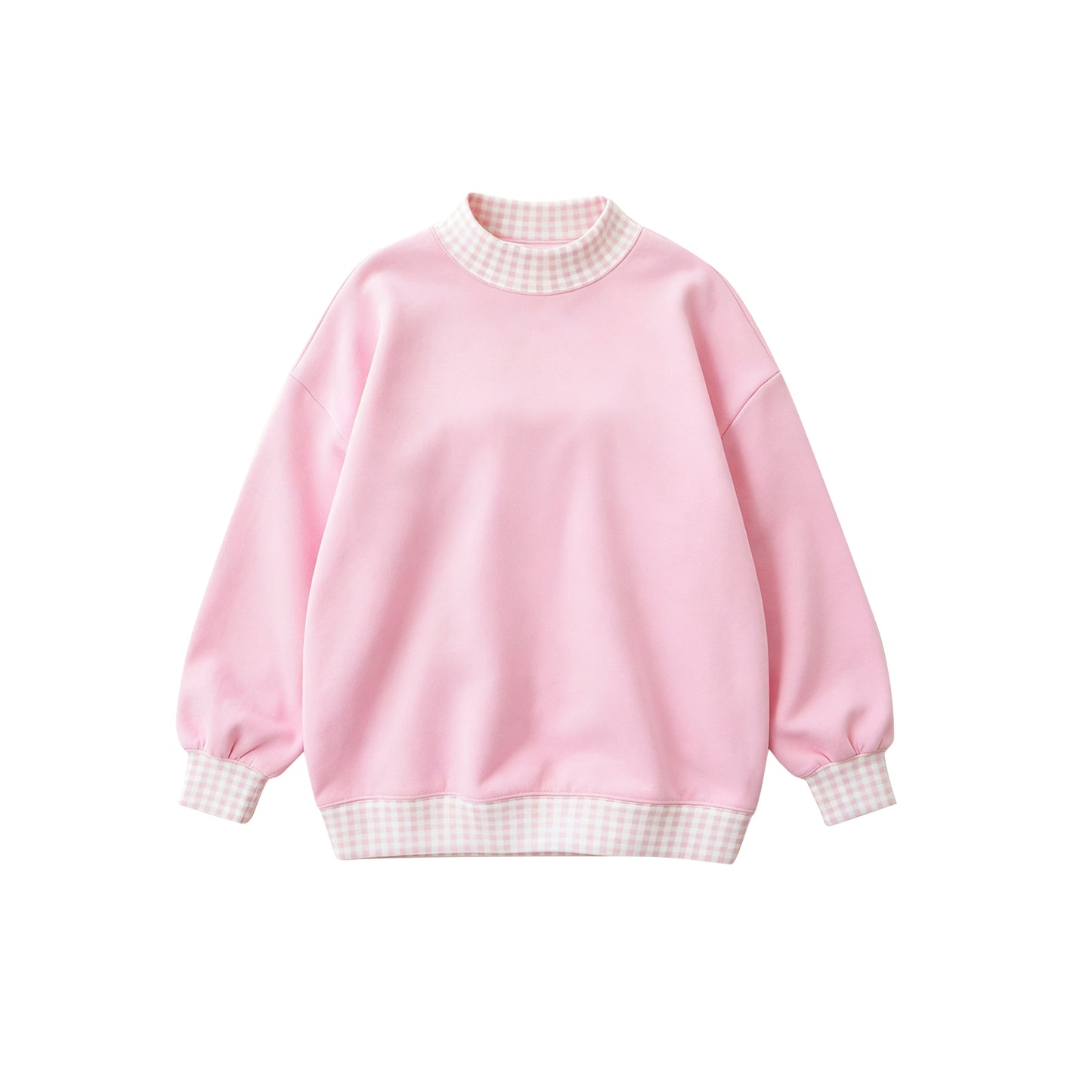 (Preorder new) No moq GT1794 Sweatshirt Material Adult Women Pink Sweater Gingham Tee Shirts Tops Casual Daily Wear Top