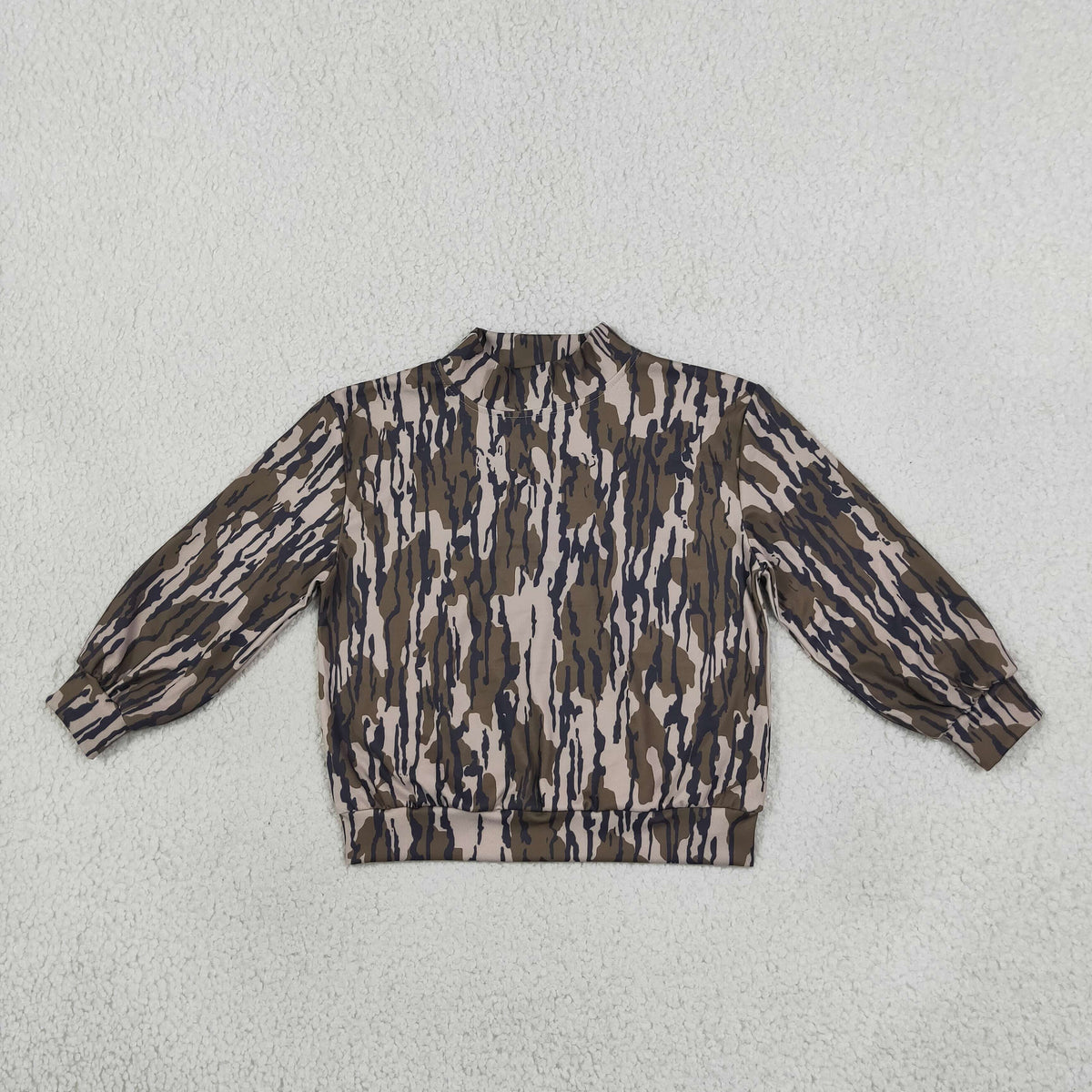 NEW RTS NO MOQ yoga fabric GT1810 Yoga High Neck Baby Girls Camouflage Print Long Sleeve Yoga Top