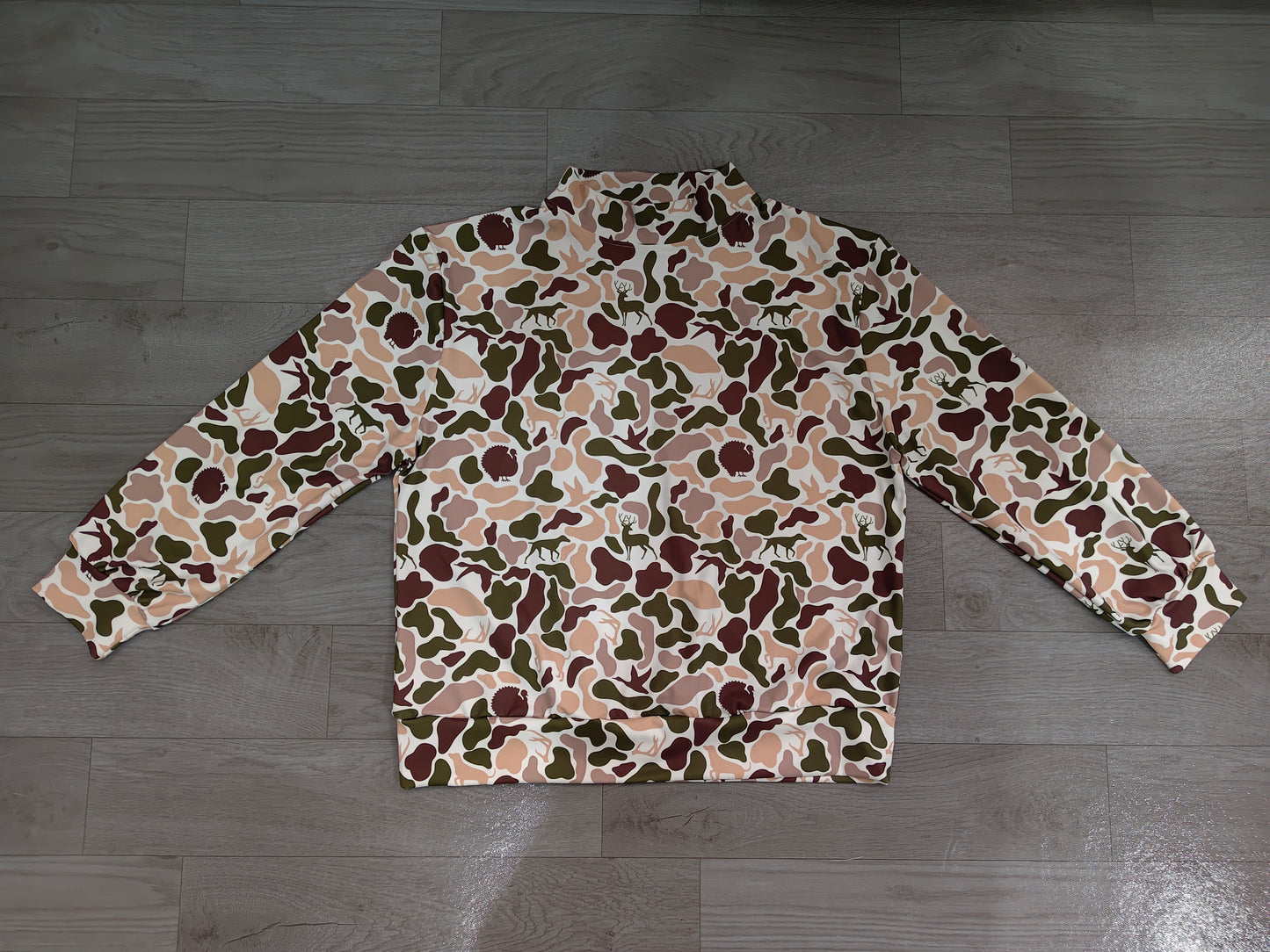 (Sample) No moq yoga fabric GT1818 Yoga Adult Women High Neck Deer Dogs Ducks Camo Yoga Active Long Sleeve T‑shirts Top