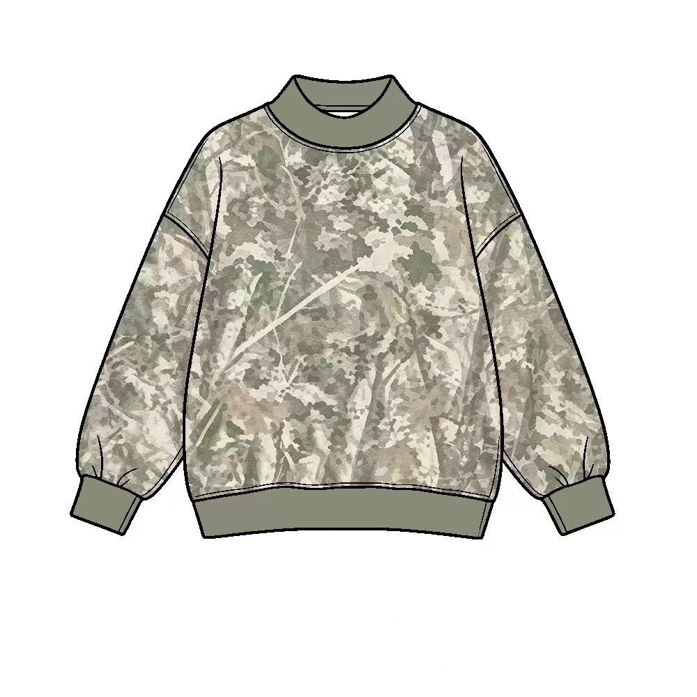 (Preorder new) No moq Adult Women High Neck Long Sleeve Camo Yoga Active T‑shirts Top Casual Tees