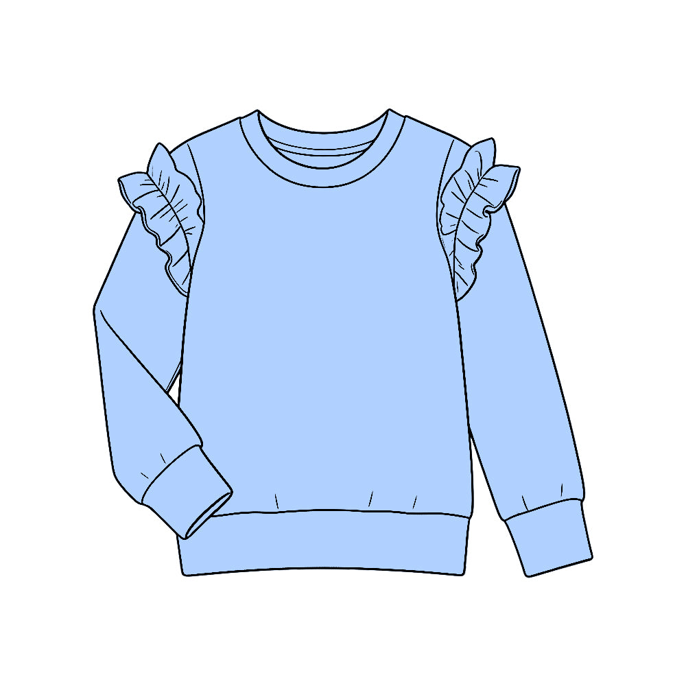 (Preorder new) No moq GT1948 Baby Girls Blue Long Sleeve Casual Cotton T-shirts Top