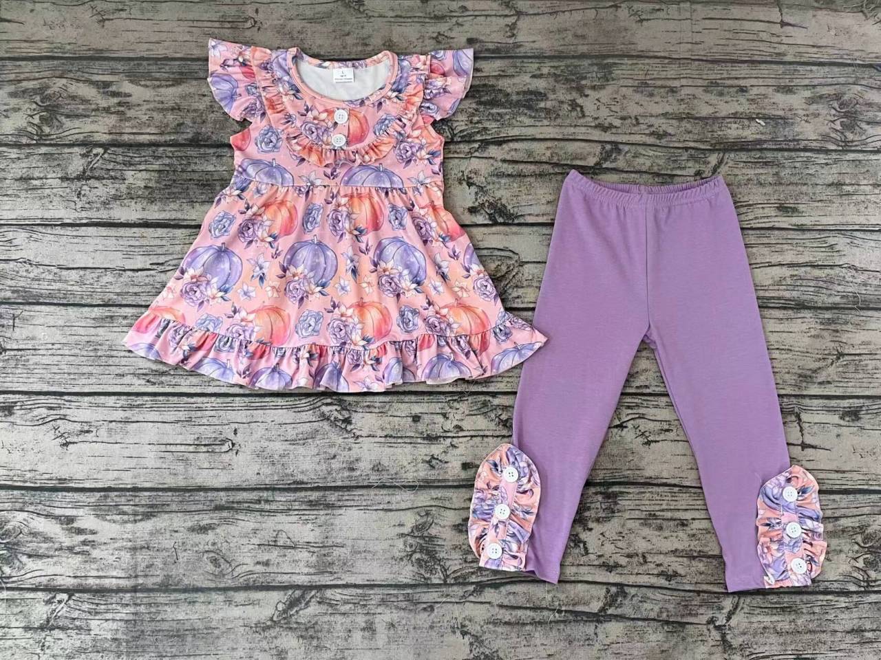 Autumn pumpkin fly sleeve purple trouser suit