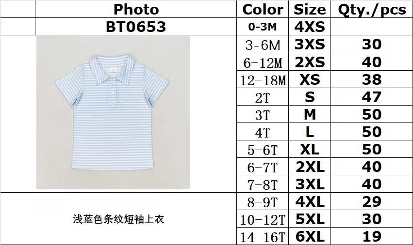 BT0653 baby boy clothes blue stripes boy summer tshirt