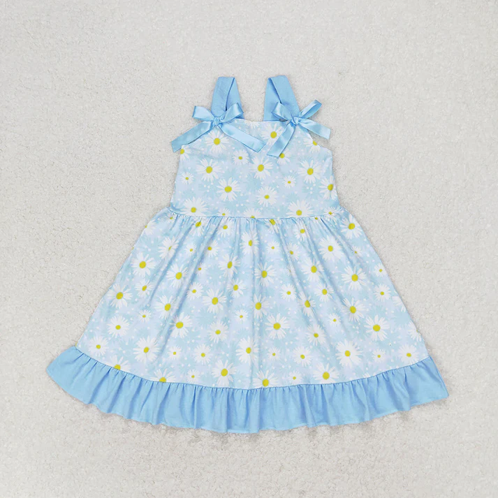 RTS Baby Girls Daisy Flowers Bows Summer Sibling Dresses Clothes Sets