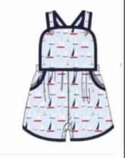 Summer Boys Short Sleeve Shorts Sailing Summer Girls One-piece Clothes