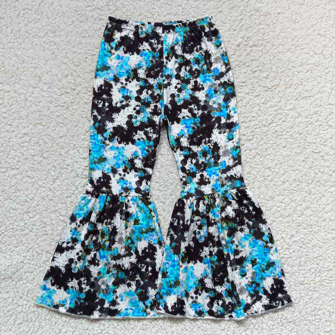 custom girls Blue tie-dye pattern long pants moq 5