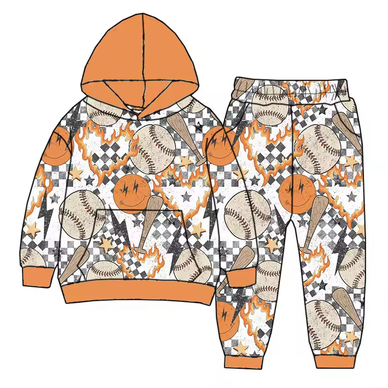 Custom moq 3 eta 6-8weeks Blaze Baseball Orange Pocket Hat Long Sleeve Pants Set