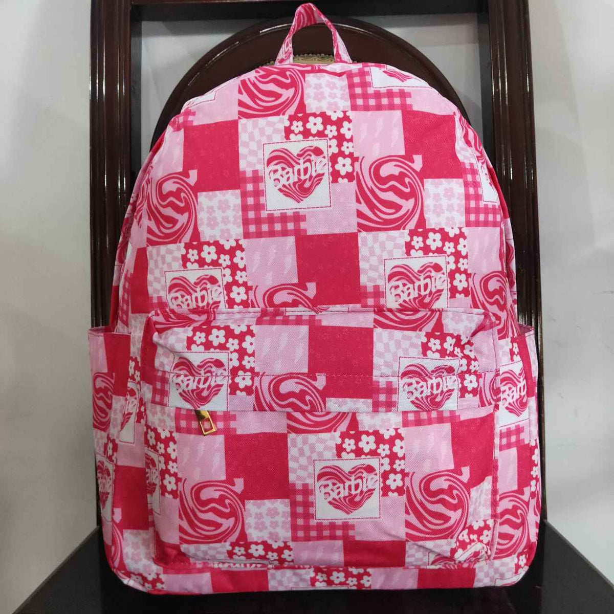 BA0114 Cute Clothes flower rose pink plaid backpack