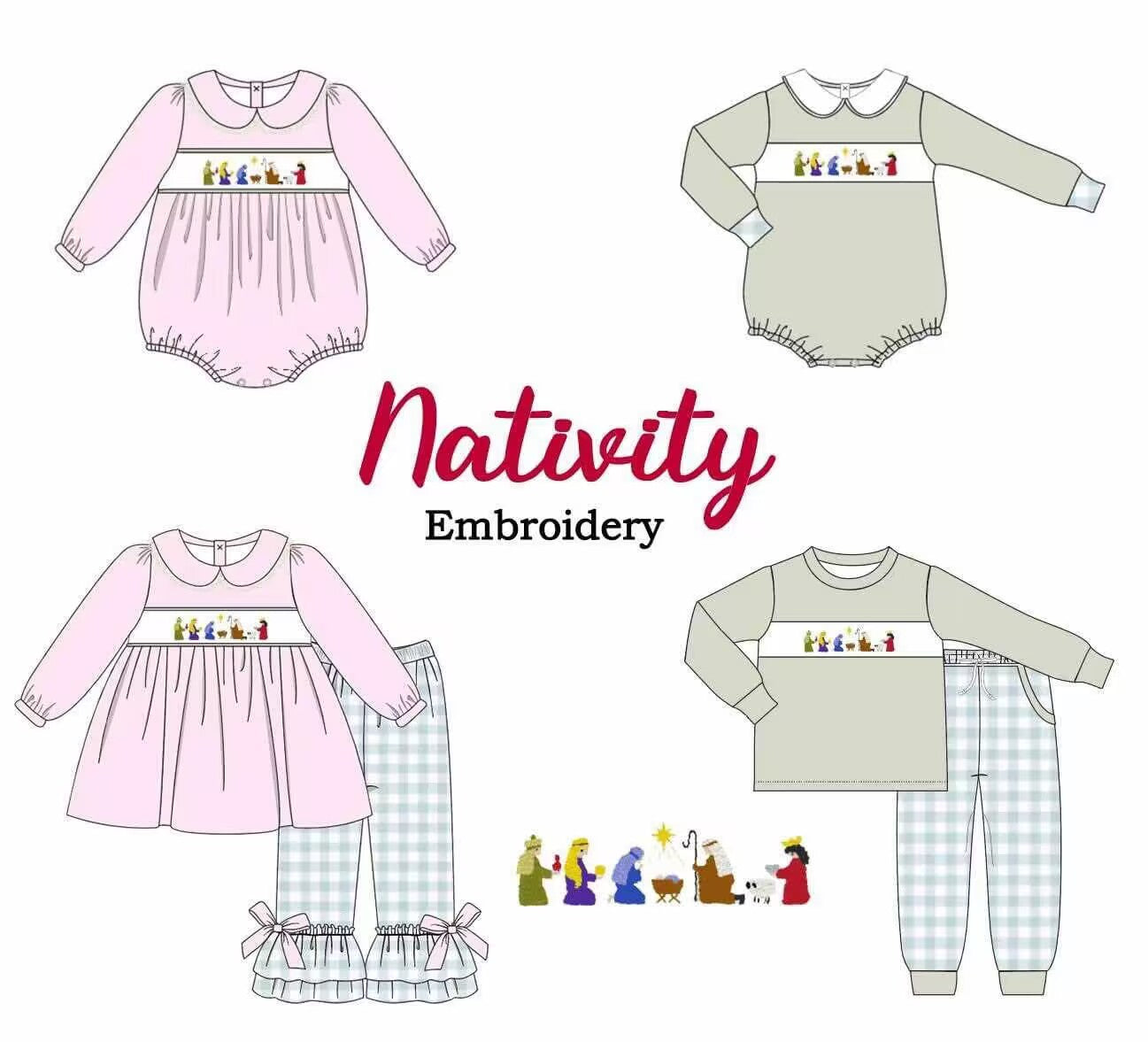 Custom moq 3 eta 6-8weeks Long sleeve trousers for boys and matching rompers for girls