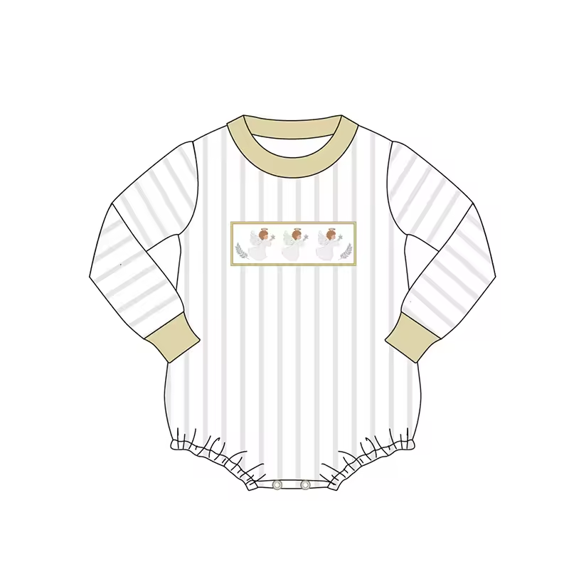 Custom moq 3 eta 6-8weeks White vertical striped angel short romper