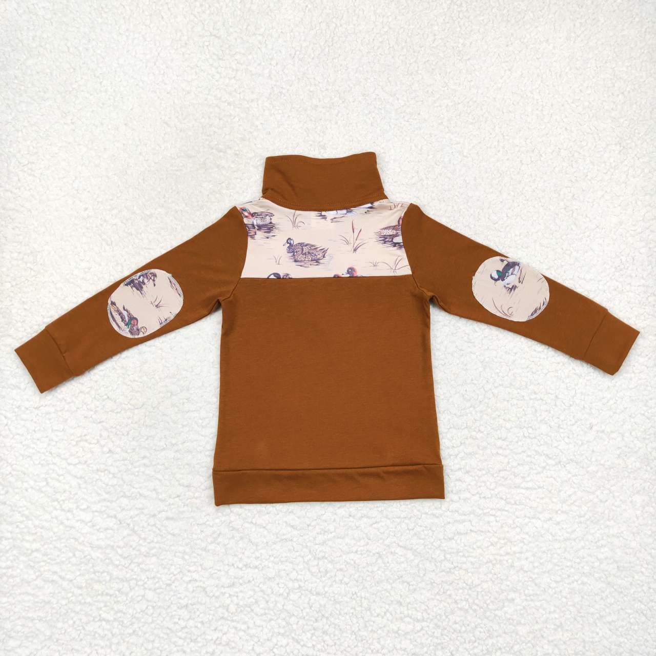 RTS NO MOQ ETA 5/7days Arrived BT0343 Mandarin duck brown zipper long-sleeved top