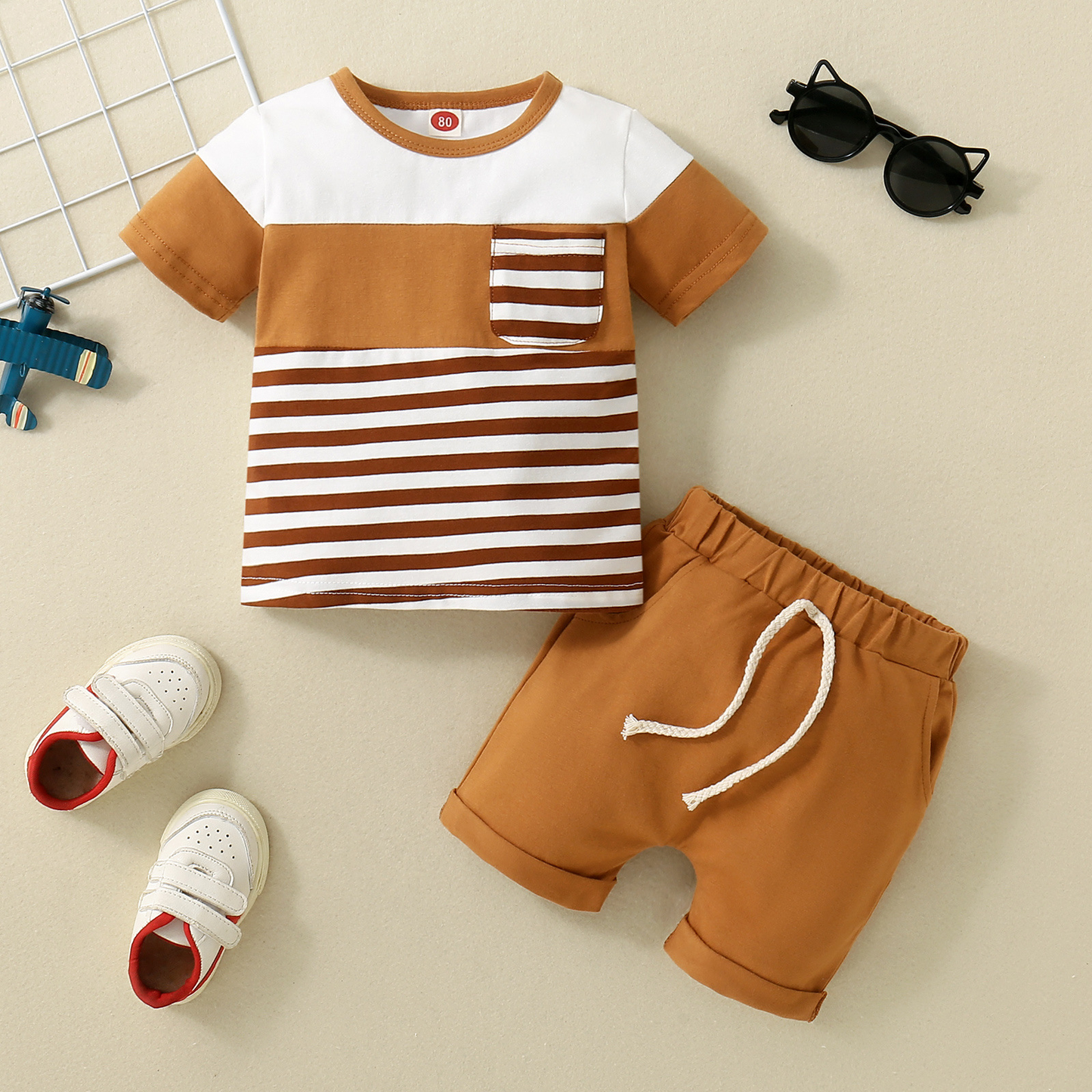 custom moq 3 cotton fabric eta 4-5weeks cotton cotton boys sets boys sets brown boys sets