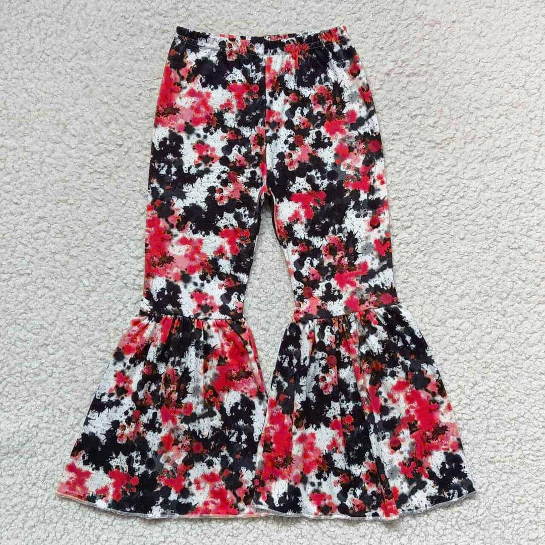 custom girls red tie-dye pattern long pants moq 5