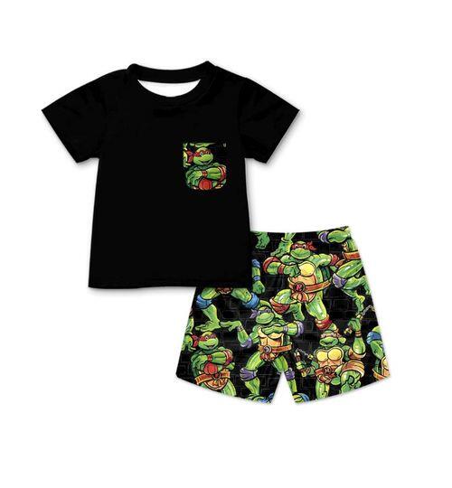 Boys black short sleeve with short pants
