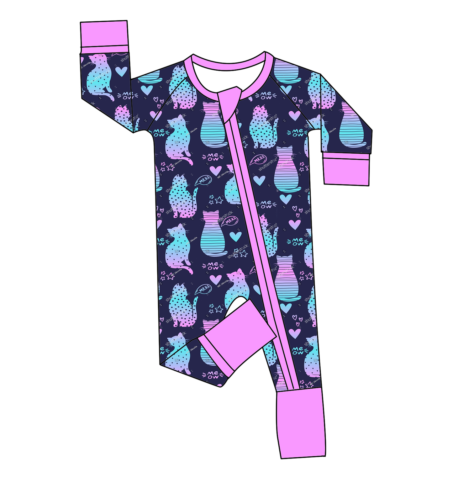 custom moq 5 eta 4-5 weeks Kitten long-sleeved milk silk romper eks sleeper