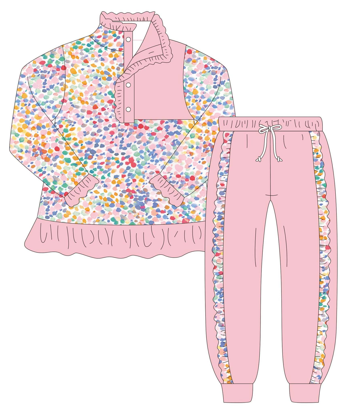 custom moq 5 eta 5-6weeks Girls Leopard Long Sleeve Pants Set