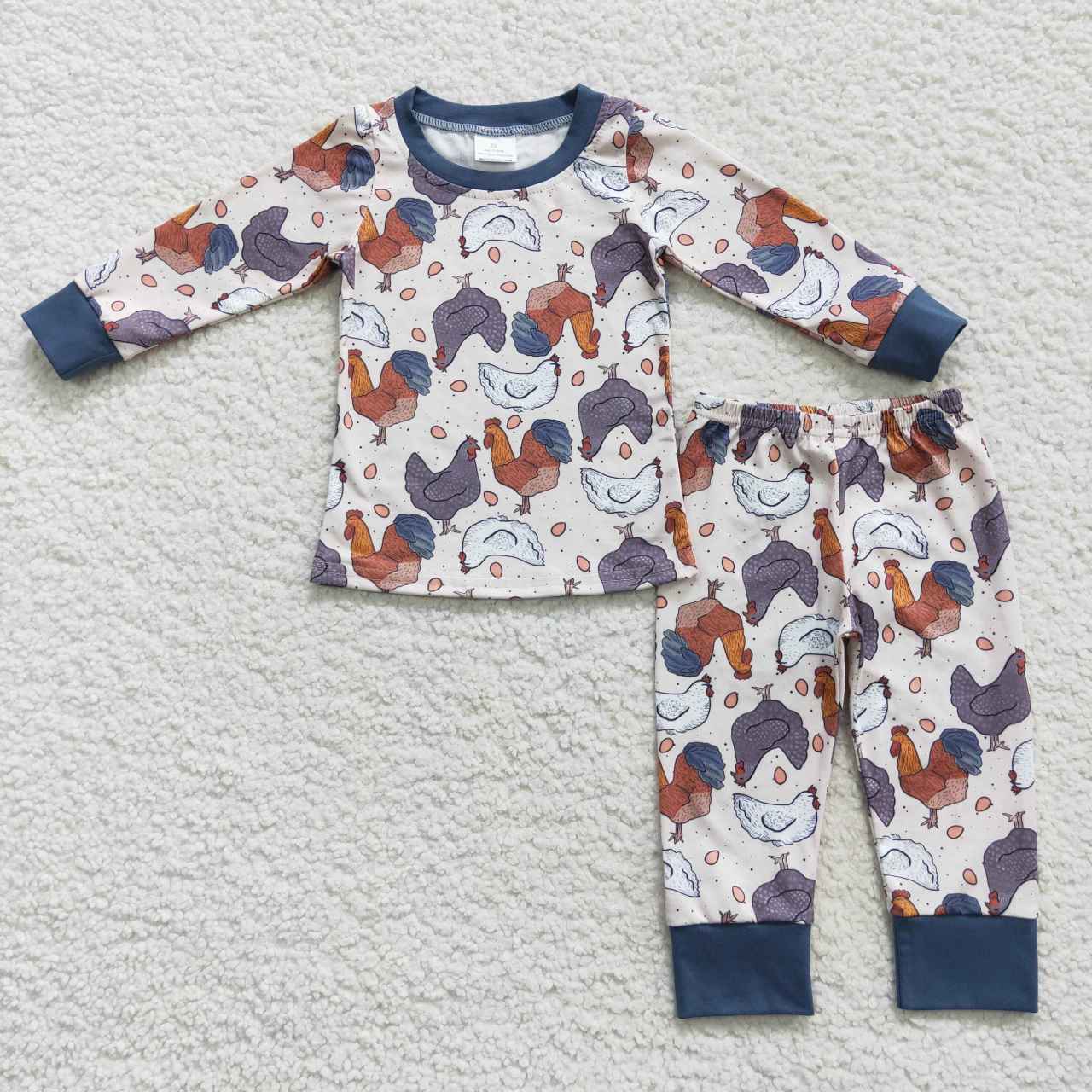 RTS NO MOQ ETA 5/7days Arrived BLP0280 Egg Pattern Beige Long Sleeve Trouser Set