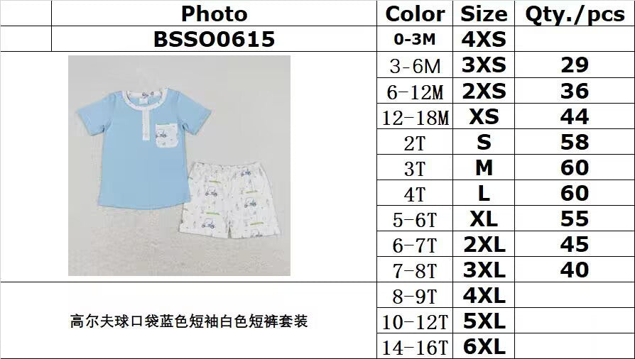 RTS Golf Pocket Blue Short Sleeve White Shorts Set BSSO0615
