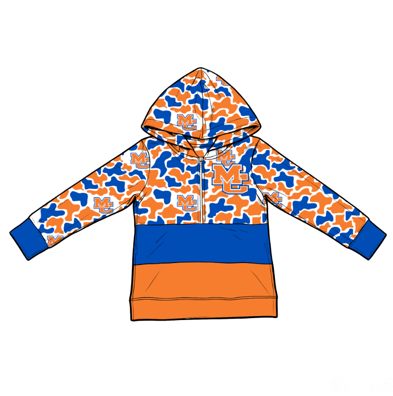 custom moq 5 mix size LEPR0101 Toddler Baby Orange Striped Camouflage Print Team Top