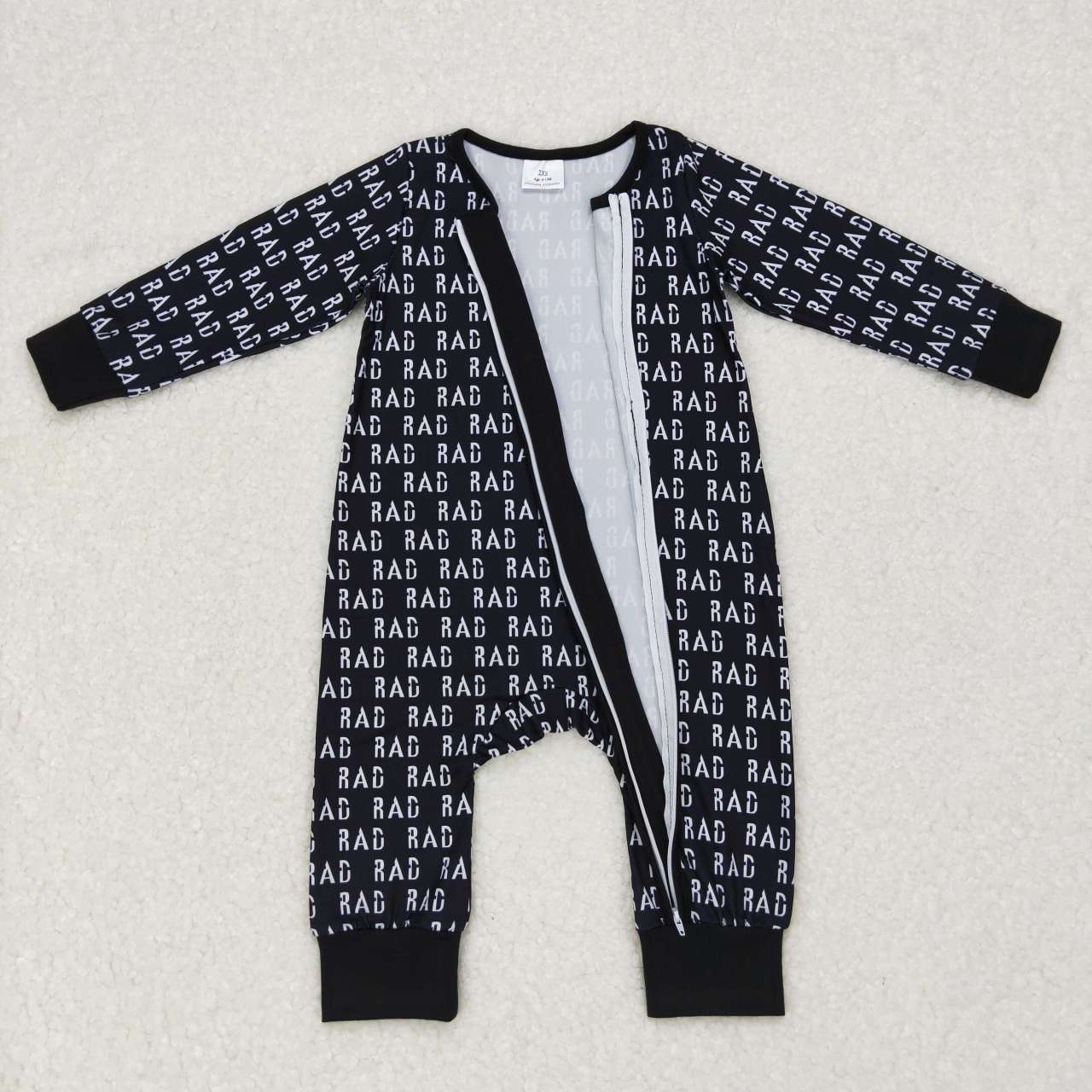 LR0653 rac letter black zipper long sleeve jumpsuit