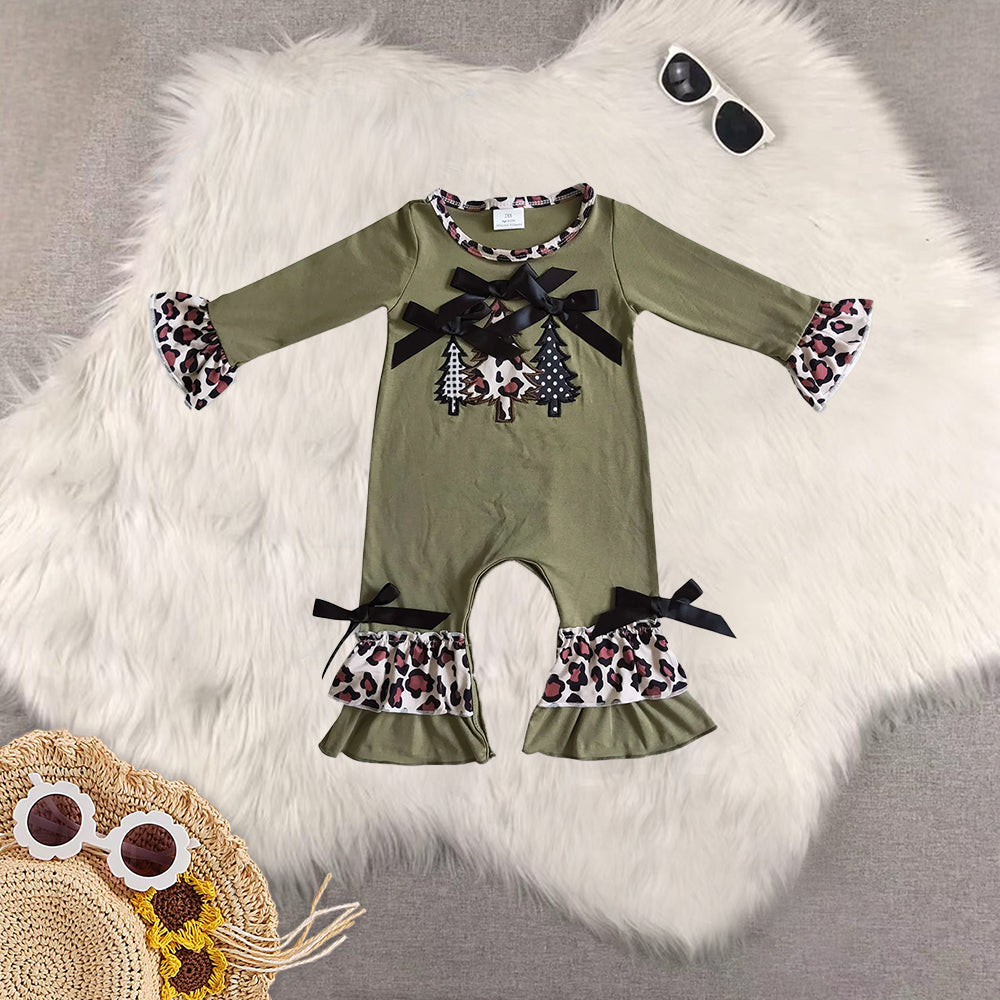 RTS NO MOQ Sibling Baby girl clothes Christmas embroidery long-sleeved trousers suit & romper