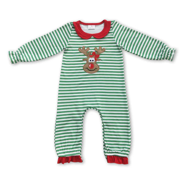 RTS NO MOQ Sibling milk silk Baby Girls And Boys Cute Christmas Deer Print Pants Two Piece Set Dress Rompers