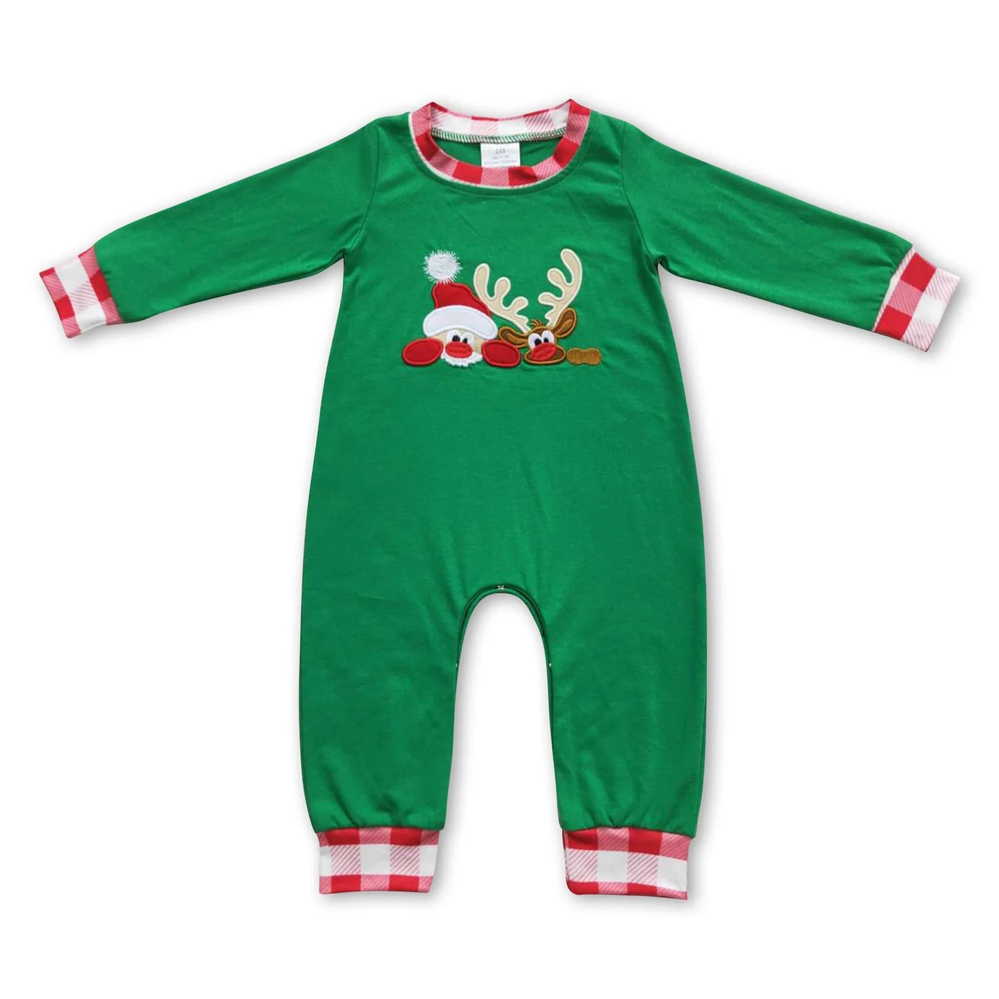 RTS NO MOQ Sibling milk silk Baby Boys Girls Christmas Santa Milk Cookie Print Long Sleeve Rompers
