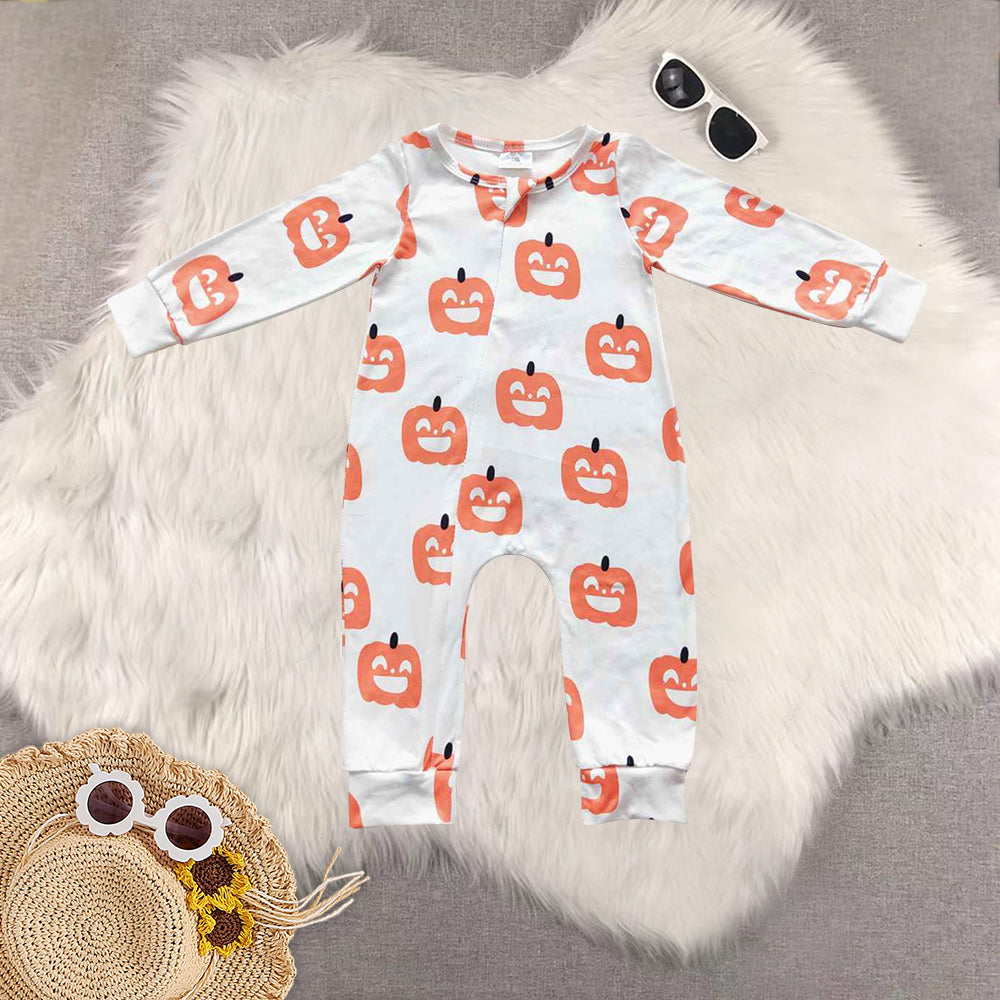 RTS NO MOQ Sibling Baby boys halloween pumpkin long-sleeved trousers suit & romper