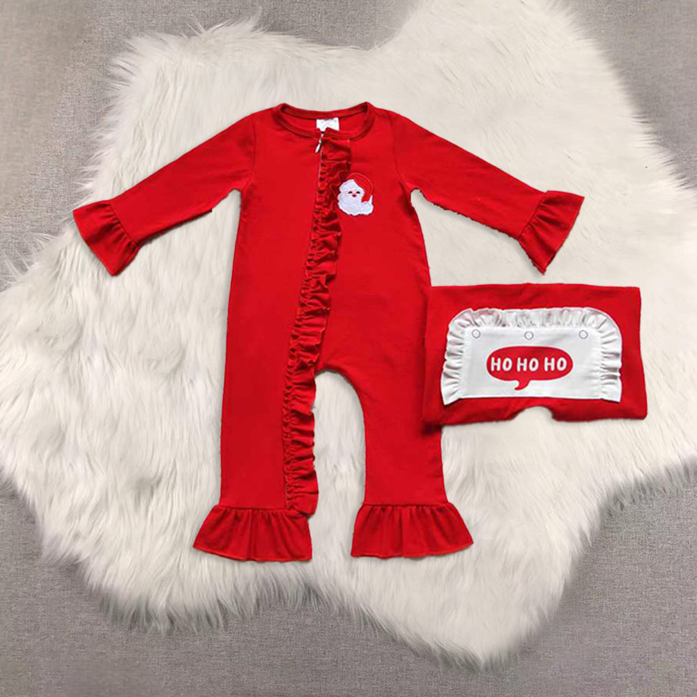RTS NO MOQ Sibling Baby girls boy clothes embroidery Christmas long-sleeved rompers