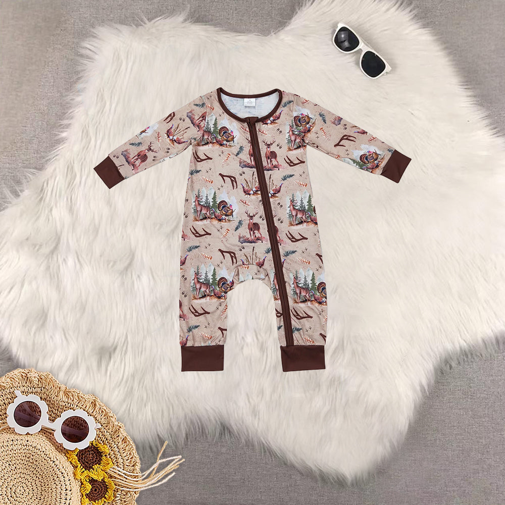 RTS NO MOQ Sibling baby Girls Clothes thanksgiving day turkey long sleeve rompers