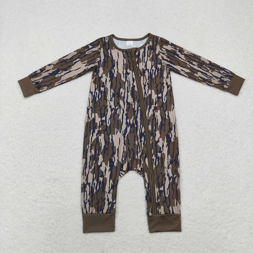 Best Sell RTS Baby Boys Camouflage Zip Rompers Infant Fall Bottomland Outfit Military Print Baby Boy Clothes
