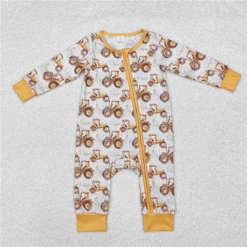 RTS NO MOQ baby Girls Clothes tractor long sleeve pant Sets and romper