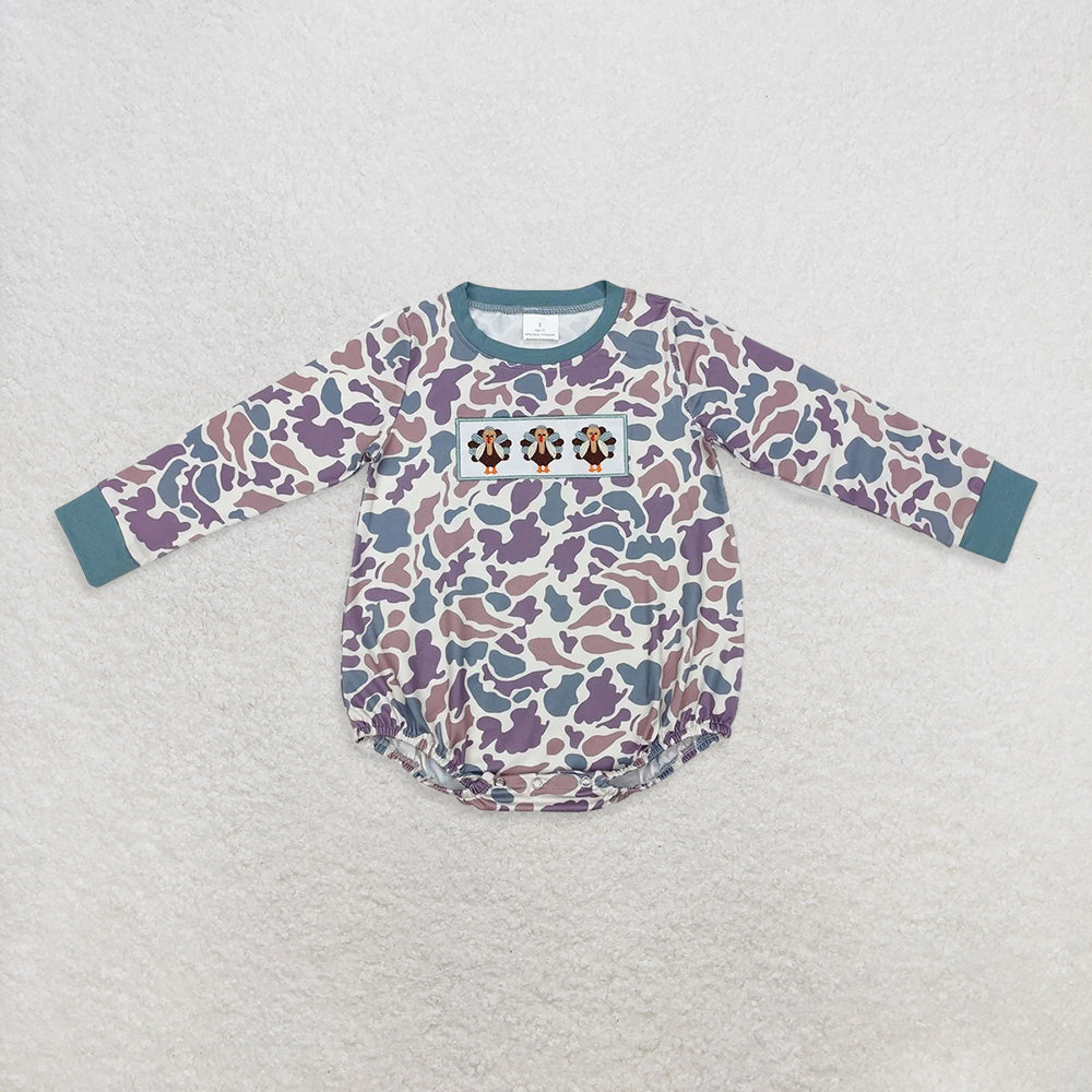 Sibling Baby Boys clothes embroidery turkey long sleeve top and romper