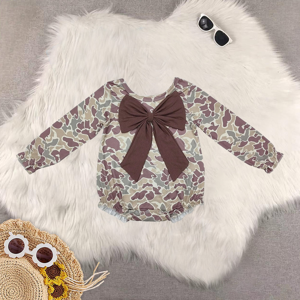 RTS NO MOQ baby girl clothes camouflage bow briefs sets Rompers